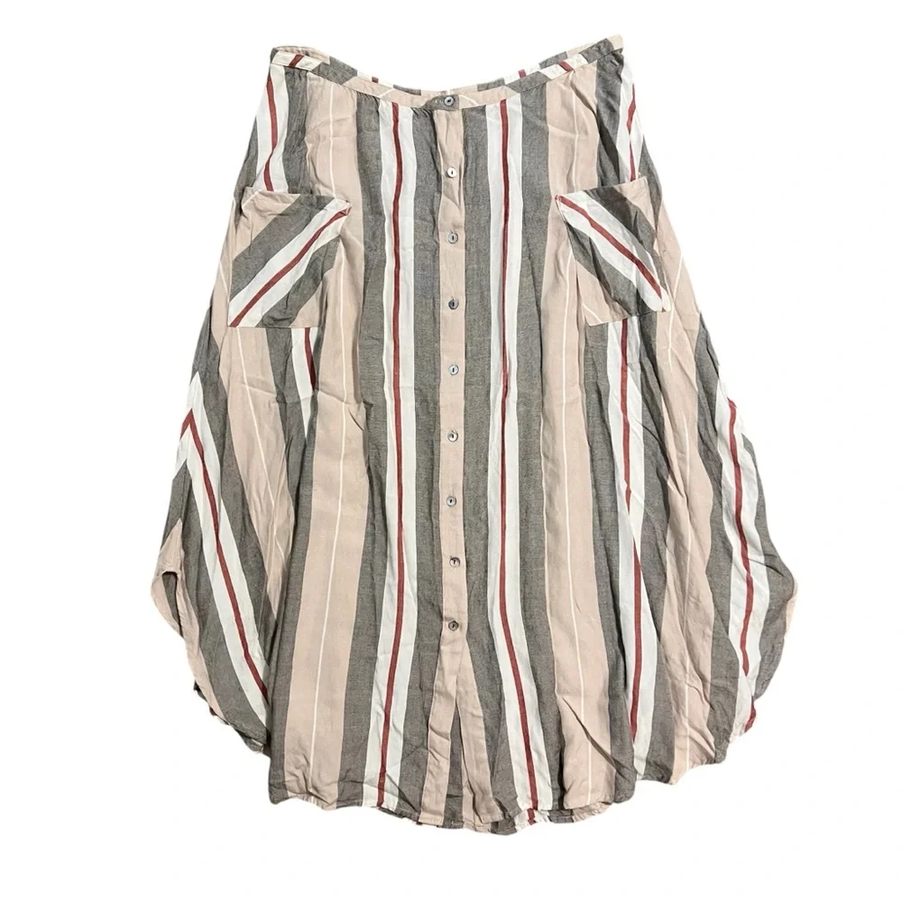 O’Neill Striped Midi Skirt with Button Front Size Large - Picture 10 of 13